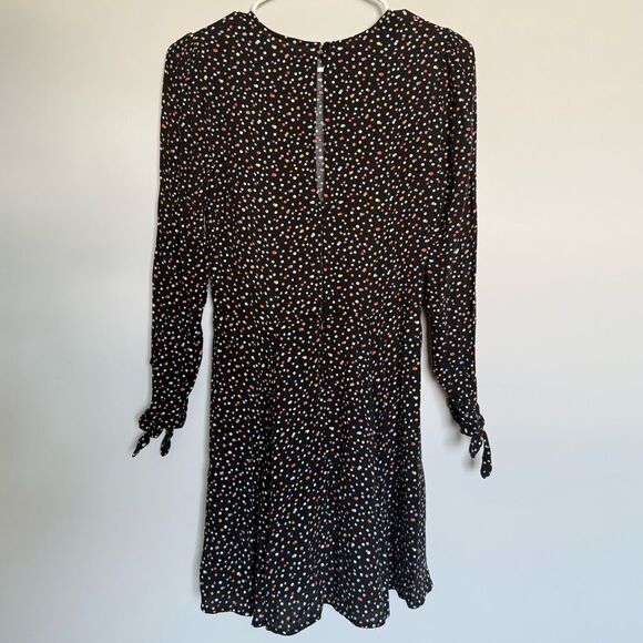 Reformation Long Sleeve Samantha Black Multicolor Mini Dot Dress Size 6 - Picture 7 of 9